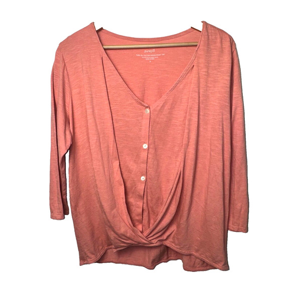 Pure Jill Medium Pink Draped Front Top - Picture 1 of 4